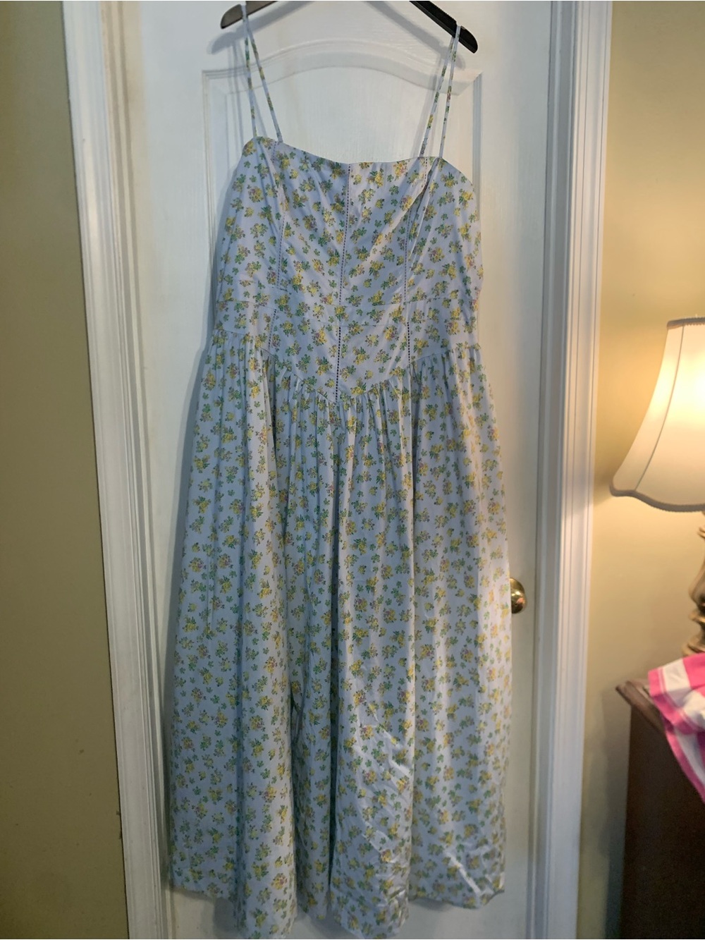 Fashion Nova Allison Floral Poplin Maxi Dress | Light Blue Corset - Picture 3 of 9